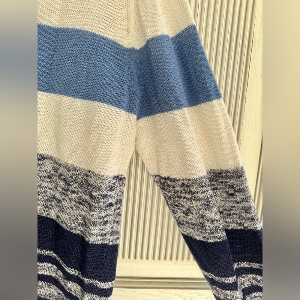 BROOKS BROTHERS Women’s Linen Striped Crewneck Sweater Blue and White XL - Picture 12 of 15